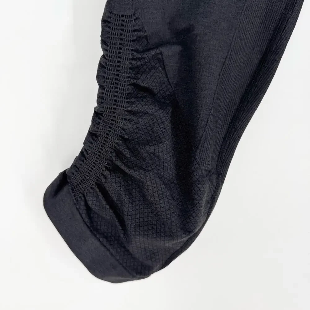 Lululemon In The Flow Crop II Ruched Capri Seamless Leggings Heathered Deep Coal